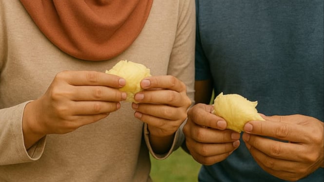 Ilustrasi makan durian