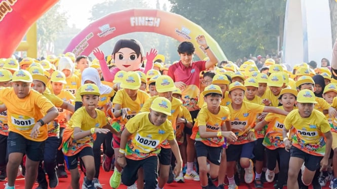 Ilustrasi lari marathon anak
