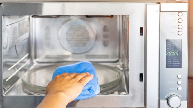 Ilustrasi Membersihkan Microwave