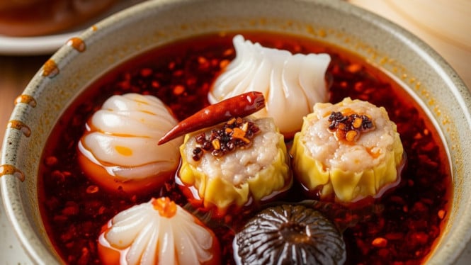 Ilustrasi dimsum chili oil