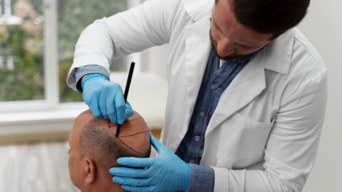 Ilustrasi transplantasi rambut.