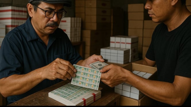 Ilustrasi jual beli pita cukai rokok secara ilegal