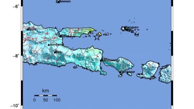 titik gempa tektonik Sumenep