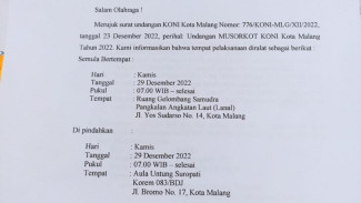 H-2 Musorkot KONI Kota Malang Tiba-tiba Batal Digelar di Lanal Malang