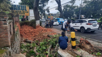 Tak Kuat Menanjak Truk Bermuatan Batu Bata Terguling di Kota Batu