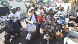 Kendarai Vespa Cak Nur Resmi Maju Pilkada Kota Batu