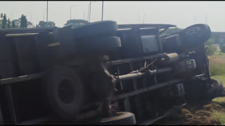 Truk Terguling di Tol Jomo, Sopir Selamat Dari Kecelakaan
