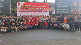 Buruh dan Pekerja Deklarasi Damai di Polresta Malang Kota