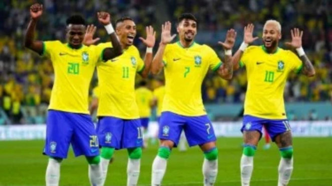 Selebrasi gol Timnas Brasil di Piala Dunia 2022