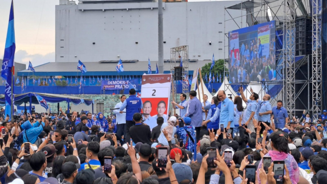 Simulasi coblosan AHY dan Prabowo di Kampanye akbar Partai Demokrat