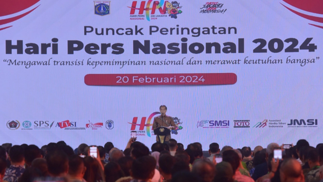 Presiden Jokowi hadiri puncak HPN 2024 di Jakarta.