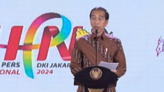 Presiden Jokowi hadiri puncak HPN 2024 di Jakarta.