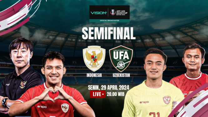 Live streaming Indonesia U23 vs Uzbekistan U23 di Piala Asia U23 2024.