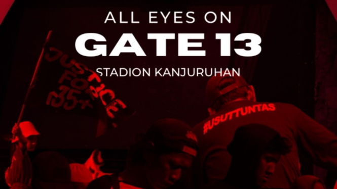 Seruan All Eyes on The Gate 13 Stadion Kanjuruhan