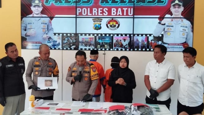 Konferensi pers aborsi di Mapolres Batu.