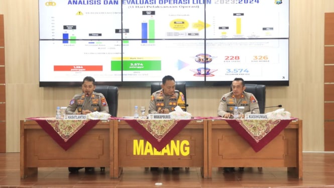 Paparan hasil Operasi Lilin Semeru 2024, di Aula Polres Malang