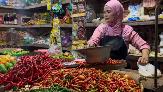 Salah satu pedagang cabai di Kota Malang