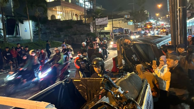 Lokasi kejadian kecelakaan beruntun bus pariwisata di Kota Batu.