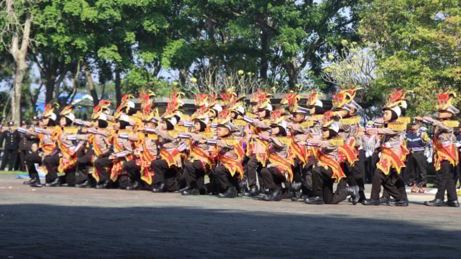 Polisi cilik saat Hari Bhayangkara di Pendopo Malang