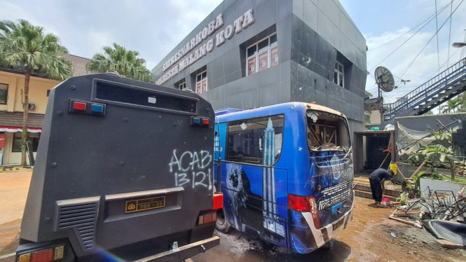 Situasi Mako Polresta Malang Kota usai demo
