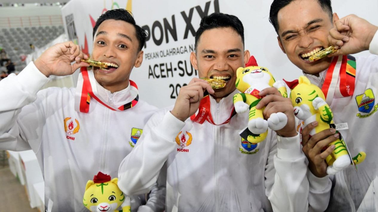 Trio atlet Senam Aerobik Jambi raih emas di PON 2024 Aceh-Sumut.