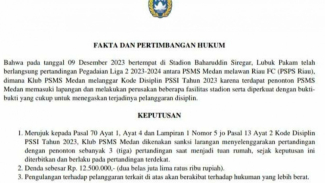 Putusan Komdis PSSI terhadap PSMS Medan. Putusan Komdis PSSI terhadap PSMS Medan.