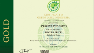 PT Surya Jaya Agung meraih sertifikat Gold Green Label dari Green Label Indonesia atas produksinya Reclea Brick. PT Surya Jaya Agung meraih sertifikat Gold Green Label dari Green Label Indonesia atas produksinya Reclea Brick.