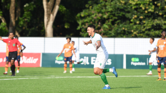 Pemain asing PSMS, Jacinto Cabral selebrasi usai mencetak gol ke gawang Dejan FC. Pemain asing PSMS, Jacinto Cabral selebrasi usai mencetak gol ke gawang Dejan FC.