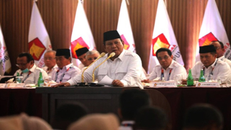 Presiden RI, Prabowo Subianto saat KLB Partai Gerindra. Presiden RI, Prabowo Subianto saat KLB Partai Gerindra.
