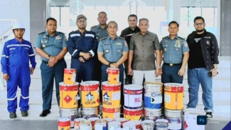 Lantamal 1 Amankan Puluhan Kaleng Cat Kapal di Gudang Penampungan, Pelaku Kabur