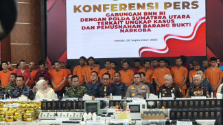 BNN RI dan Polda Sumut Gagalkan Peredaran 1,7 Ton Narkotika dan Ringkus 6 Ribu Tersangka
