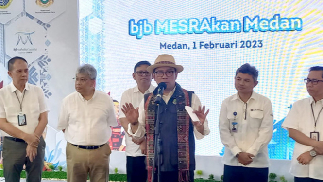 Gubernur Jabar, Ridwan Kamil saat hadiri BJB Mesrakan Medan.