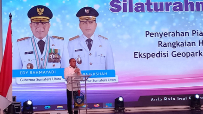 Gubernur Sumut, Edy Rahmayadi saat pelantikan SMSI Provinsi Sumut.