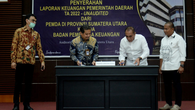 Gubernur Sumut serahkan Laporan Keuangan Pemerintah Daerah TA 2022.