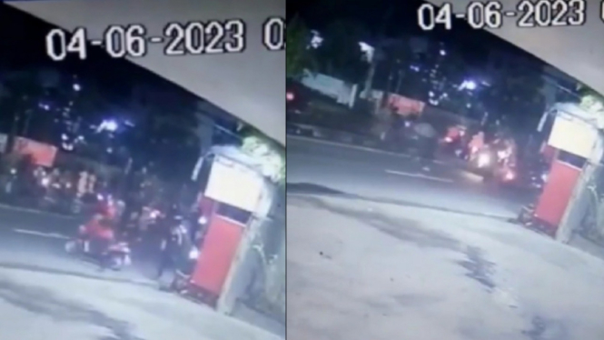 Kolase tangkapan video geng motor bersajam beraksi di Kota Binjai.