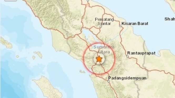 Titik gempa di Tapanuli Utara