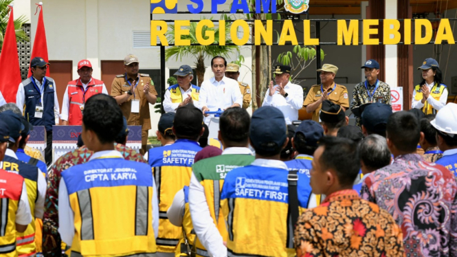 Presiden RI, Jokowi meresmikan SPAM Mebidang di Kota Binjai.