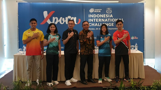 Konferensi pers Xpora Indonesia International Challenge 2023.