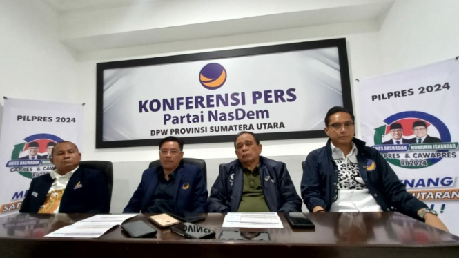 Ketua DPW Nasdem Sumut, Iskandar, ST berikan keterangan terkait kunjungan Anies Baswedan.
