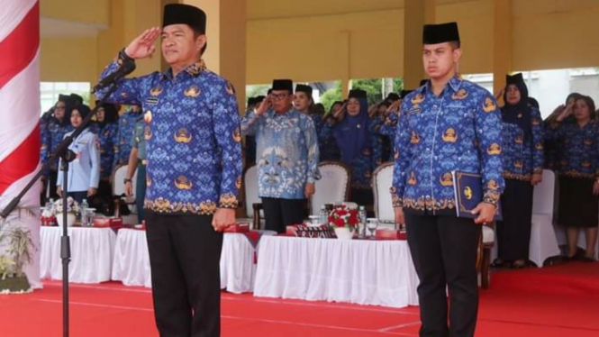 Pj Gubernur Sumut, Hassanudin menjadi inspektur upacara peringatan HUT Korpri ke-52 tahun provinsi Sumatera Utara.