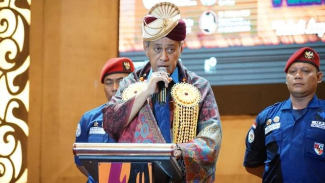 Almarhum Kodrat Shah saat memperingati HUT Pemuda Pancasila (PP) Sumut ke-64 tahun di Medan, 2 November 2023.