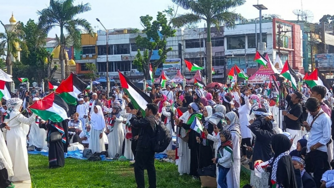 Aksi bela Palestina di Kota Medan.