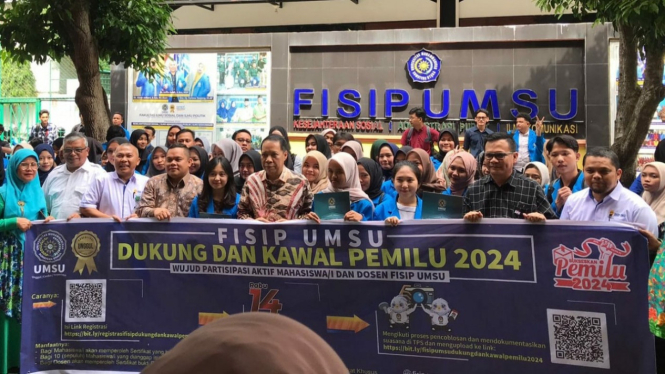 Rektor UMSU Prof Dr Agussani, MAP melepas ratusan mahasiswa kawal Pemilu 2024.