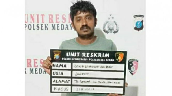 Tersangka Balu, pelaku perampokan sadis ditangkap Unit Reskrim Polsek Medan Baru.