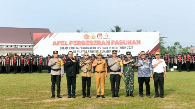 Apel pergeseran pasukan Pengamanan TPS pada Pemilu 2024 wilayah Sumatera Utara.