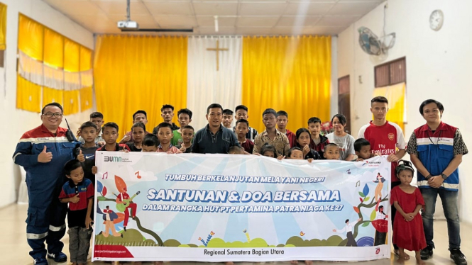 Pertamina Sumbagut berbagi kepada 400 anak yatim piatu yang tersebar di wilayah Pertamina Sumbagut.
