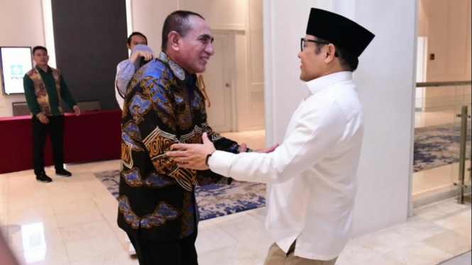 Edy Rahmayadi dan Ketua Umum PKB, Muhaimin Iskandar pada Bacakada PKB di Jakarta.