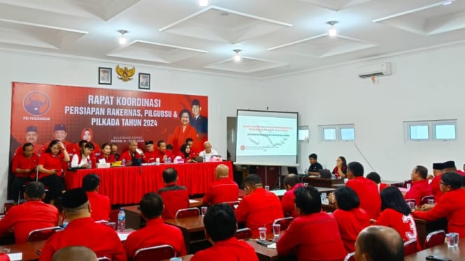 Rapat pengurus PDI Perjuangan Sumut di Kantor DPD PDIP Sumut.