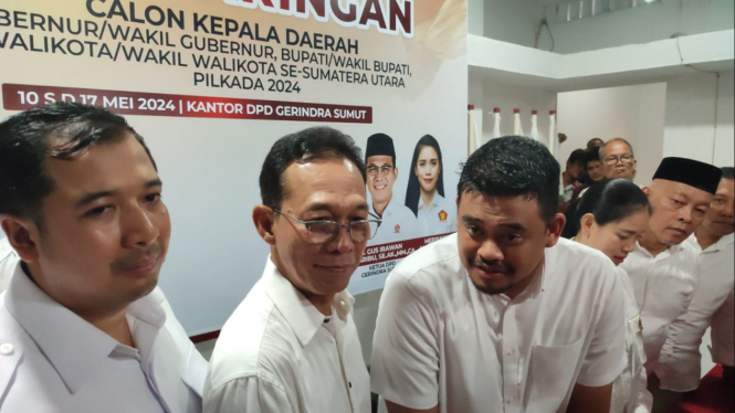 Bobby Nasution bersama Ketua DPD Gerindra Sumut, Gus Irawan Pasaribu.