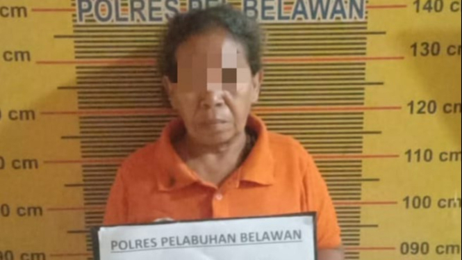 Wanita lansia MH ditangkap Polres Pelabuhan Belawan.